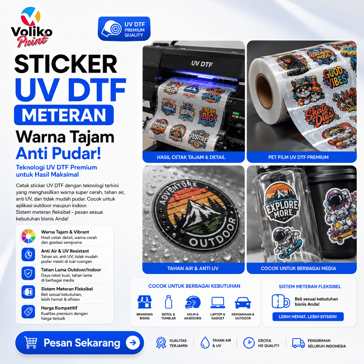 Cetak Sticker UV DTF (Meteran)