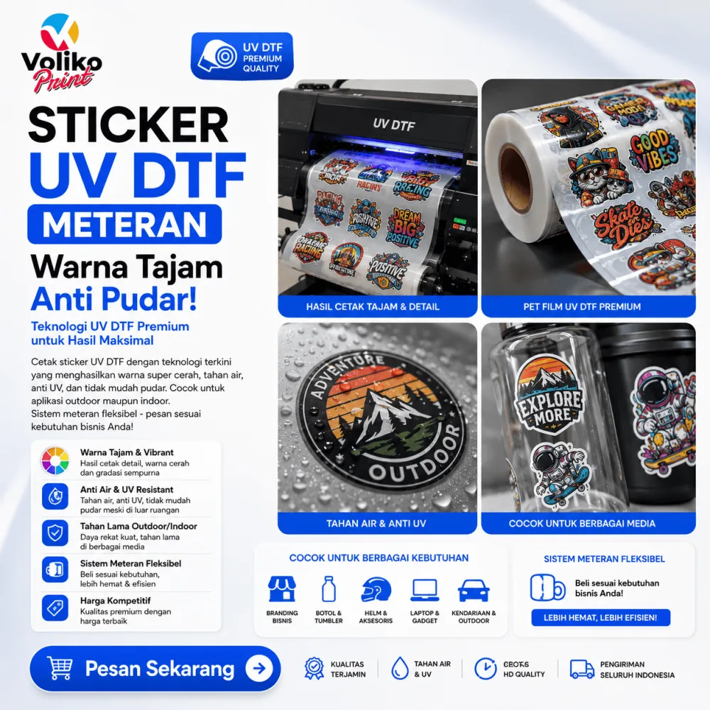 Cetak Sticker UV DTF (Meteran)