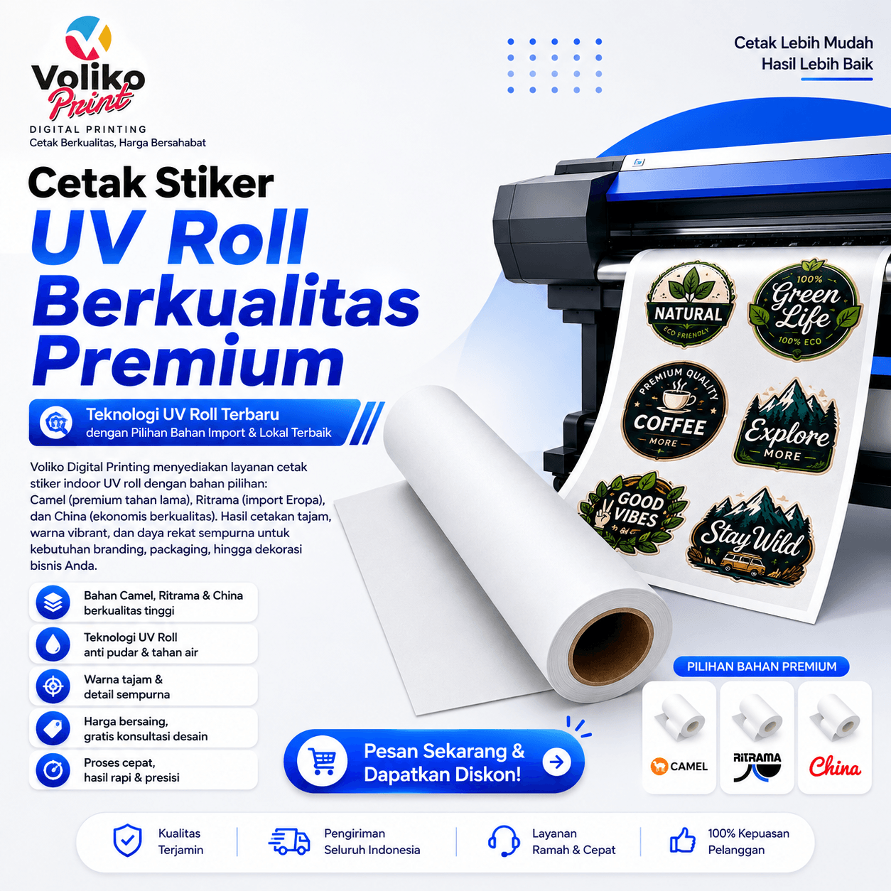 Cetak Stiker Indoor UV Roll